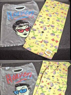 Heaven Yellow Atomic Memphis Abstract 1980s Scarf Georgetown Store Bag Rare